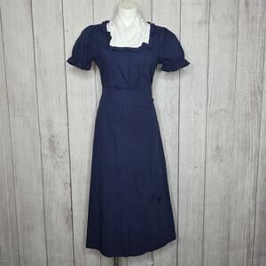 Scarlet Darkness Maid Witch Prairie Costume Dress Navy White, sz Medium -  NWT
